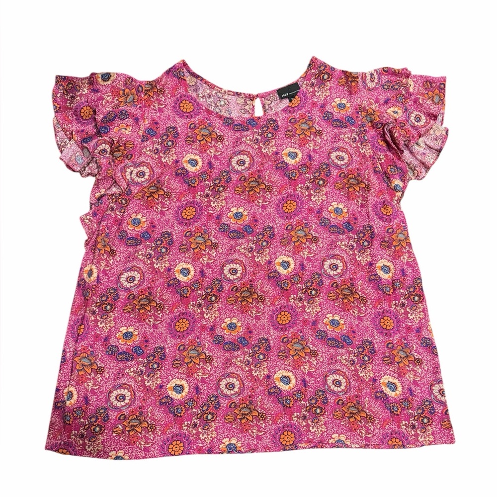 Jones New York Floral Print Flutter Sleeve Blouse - Size 1X - Like New